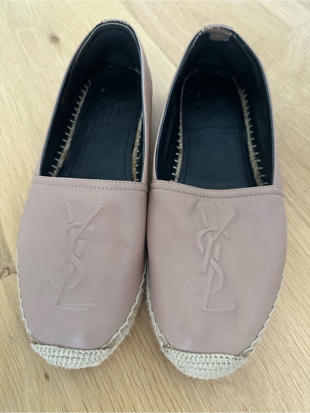 Saint Laurent Blush Pink Leather Espadrilles
